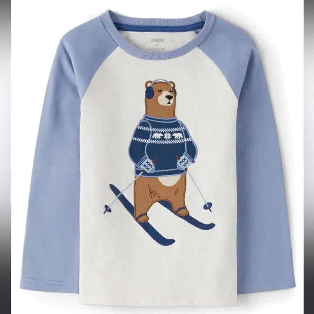 Gymboree | Boys Embroidered Bear Raglan Top - Bear Hugs - H/T Vanilla | 8